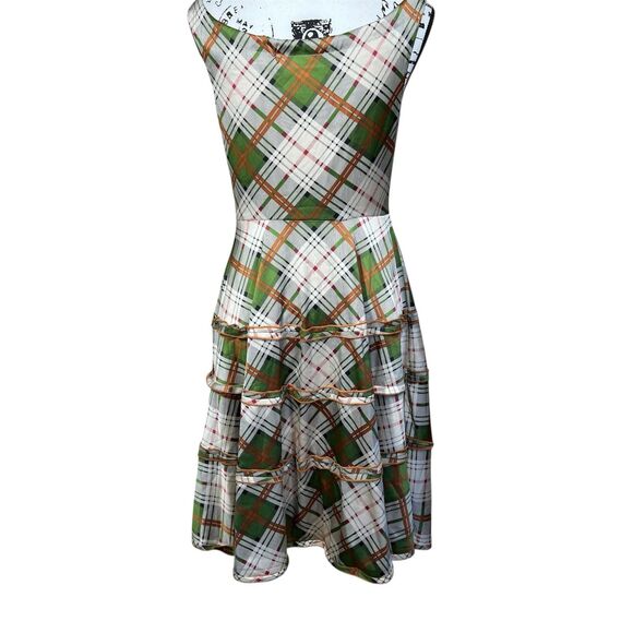 Coconinno 'Ever So Sweetheart' Plaid Dress Green rust orange cream size S boho - Picture 2 of 14